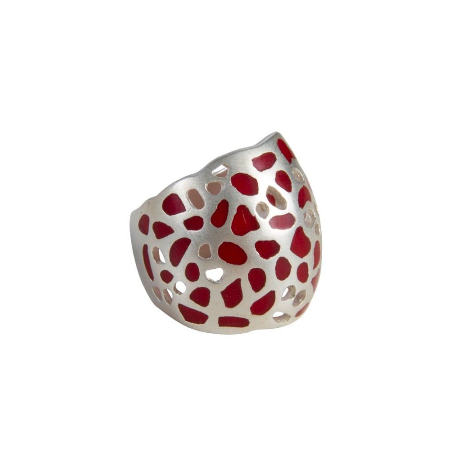 Jewelry FAIRLEY Silver & Gold | Isadora Cuff Ring-Silver/Red