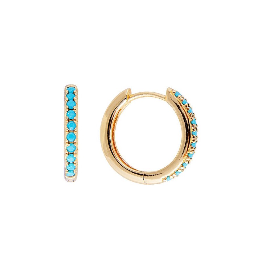 Jewelry FAIRLEY Huggies | Turquoise Pave Midi Hoops