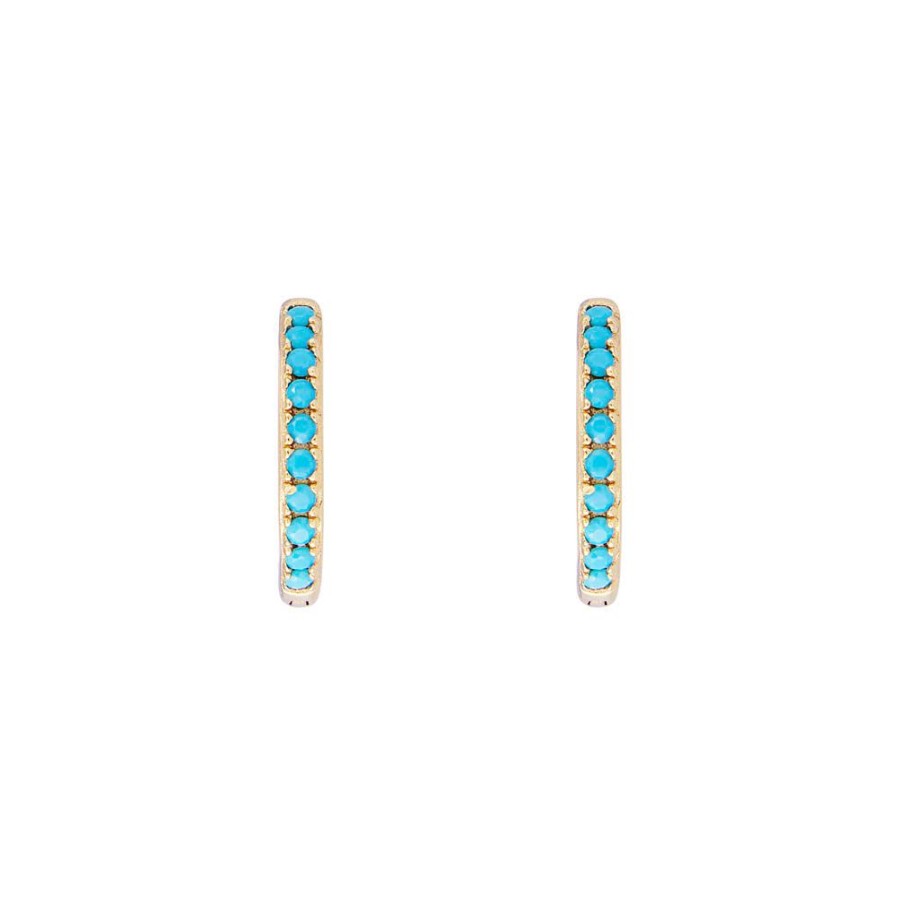 Jewelry FAIRLEY Huggies | Turquoise Pave Midi Hoops