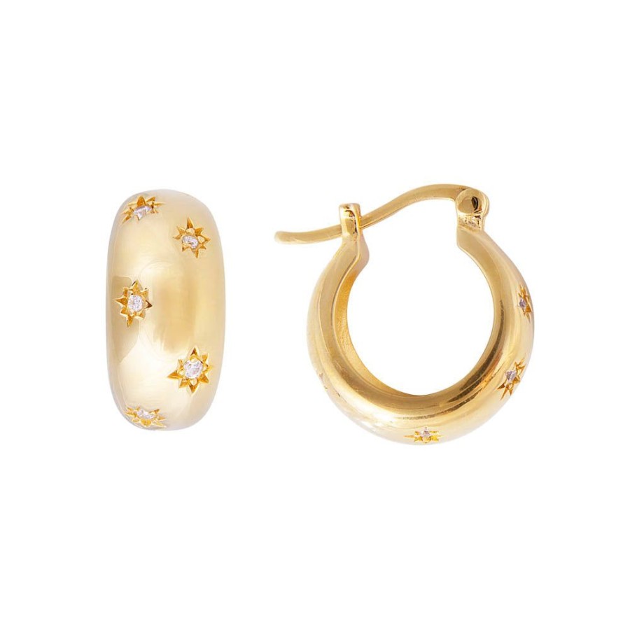 Jewelry FAIRLEY Crystal | Starburst Flared Hoops