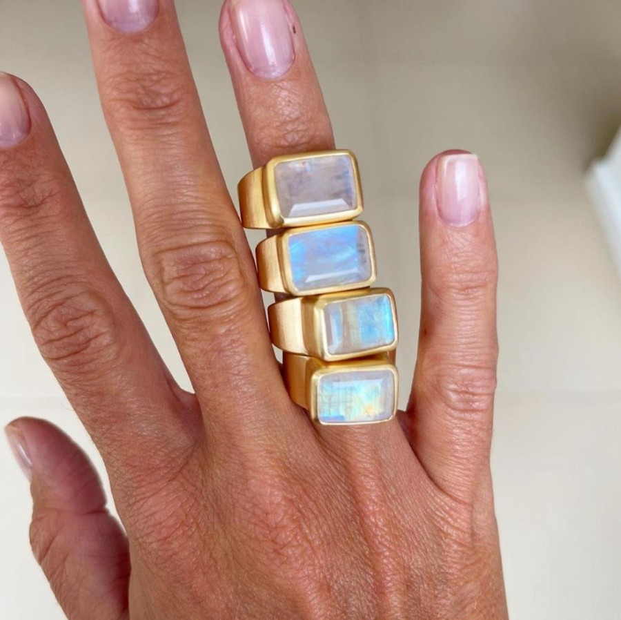 Jewelry FAIRLEY Gemstone | Rainbow Moonstone Cocktail Ring