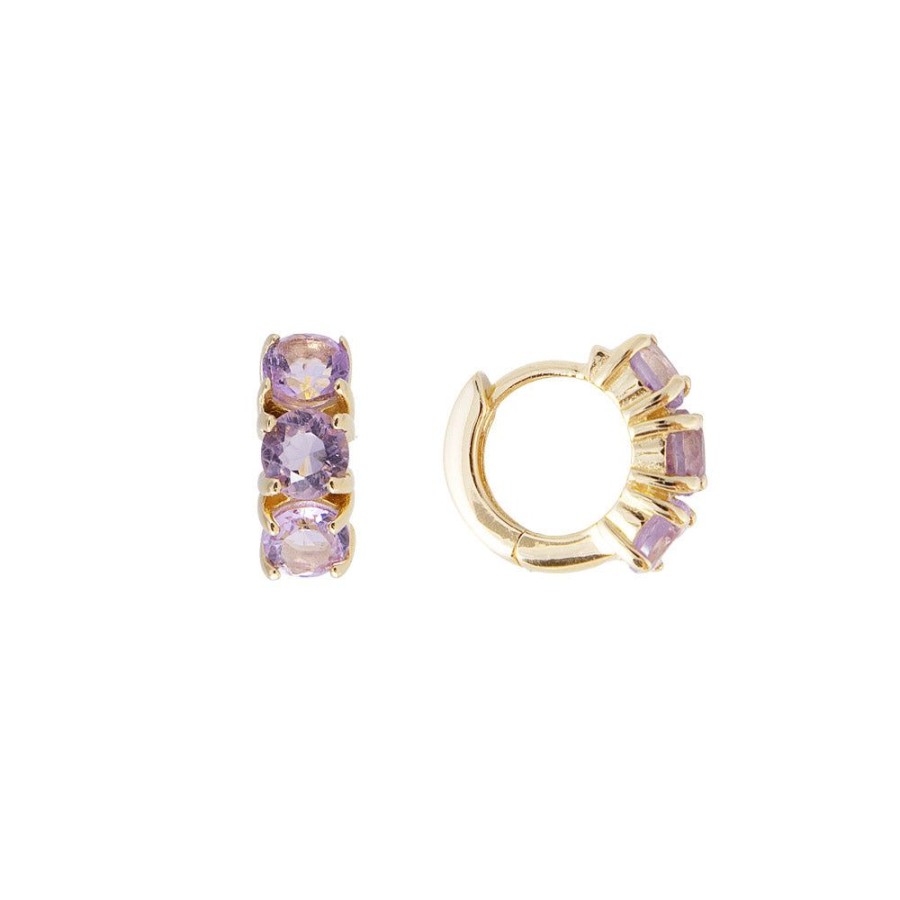 Jewelry FAIRLEY Gemstone | Amethyst Huggies