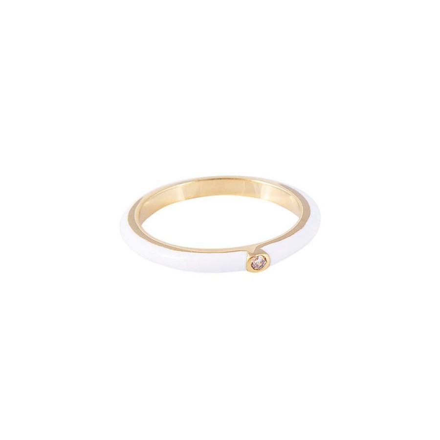 Jewelry FAIRLEY Crystal | Coconut Enamel Stacker Ring