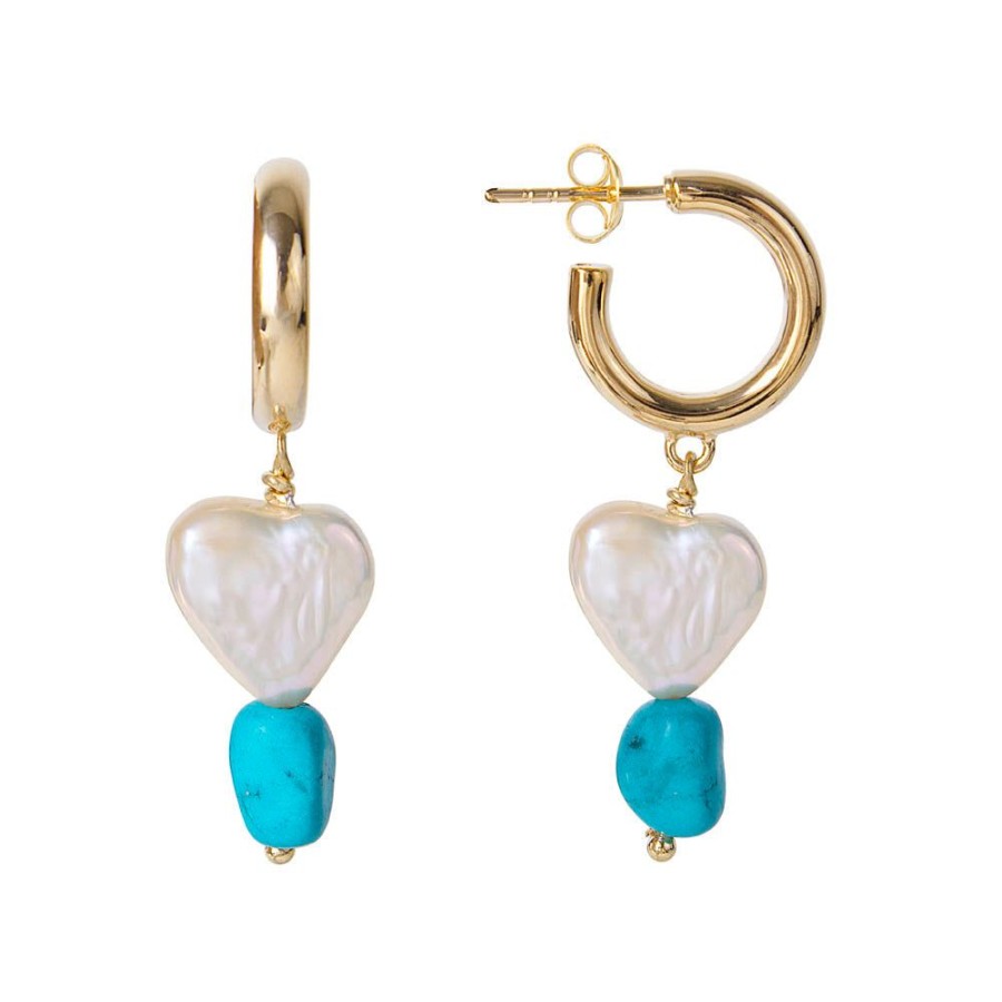 Jewelry FAIRLEY Pearl | Turquoise Pearl Heart Drops