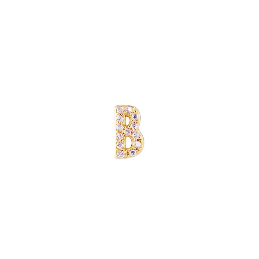 Jewelry FAIRLEY Letter Studs | Letter Pave Stud-B