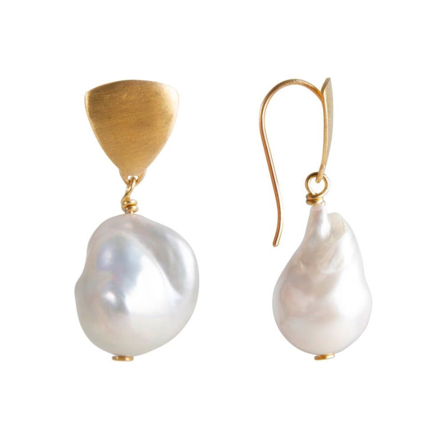 Jewelry FAIRLEY Pearl | Baroque Pearl Shield Drops-Gold