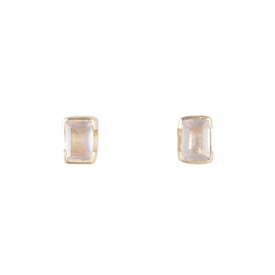 Jewelry FAIRLEY Birthstone Studs | October Birthstone Studs-Rose Quartz