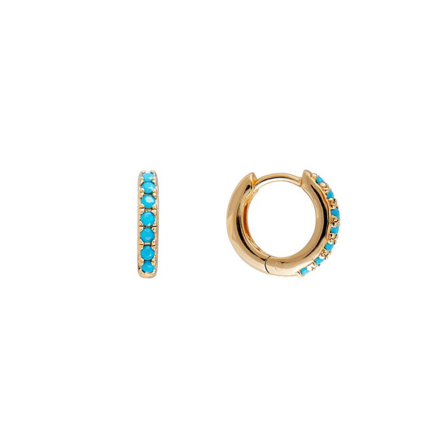 Jewelry FAIRLEY Huggies | Turquoise Pave Huggies