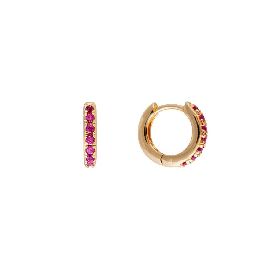 Jewelry FAIRLEY Huggies | Pink Pave Huggies