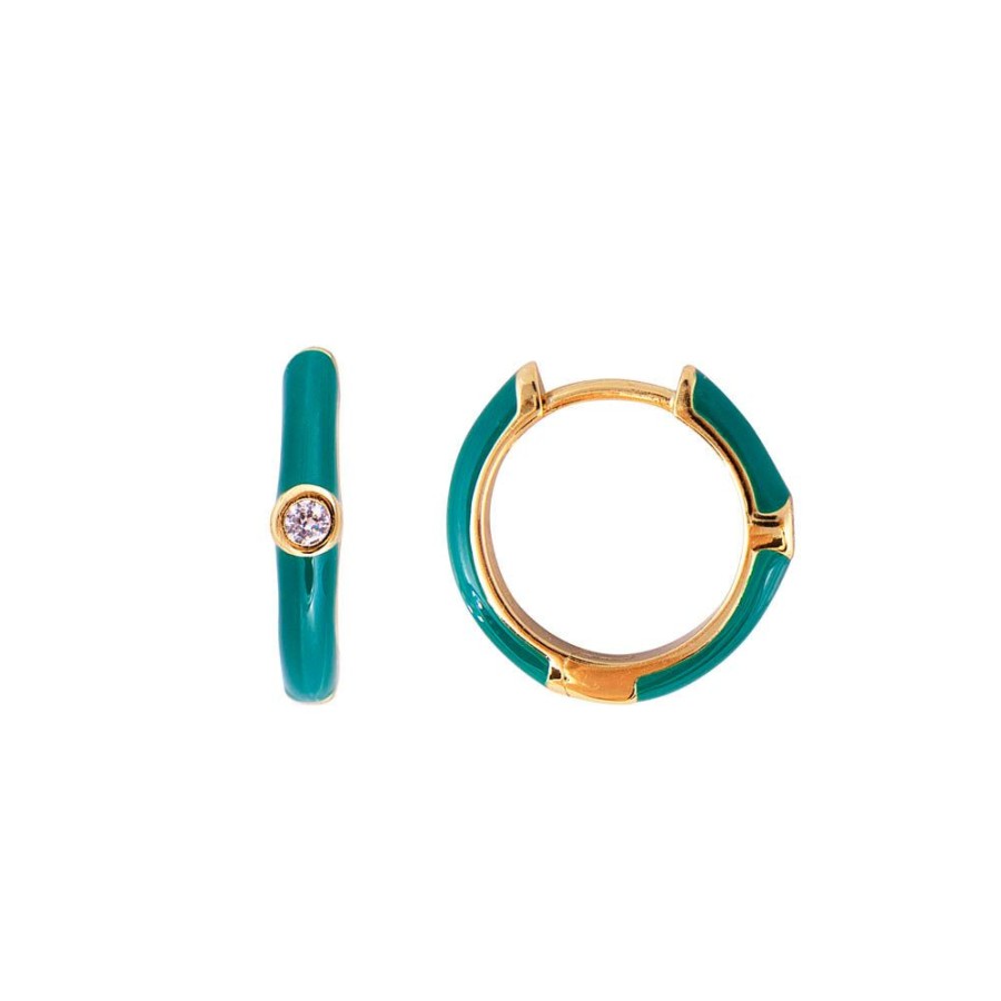 Jewelry FAIRLEY Huggies | Cactus Enamel Midi Hoops