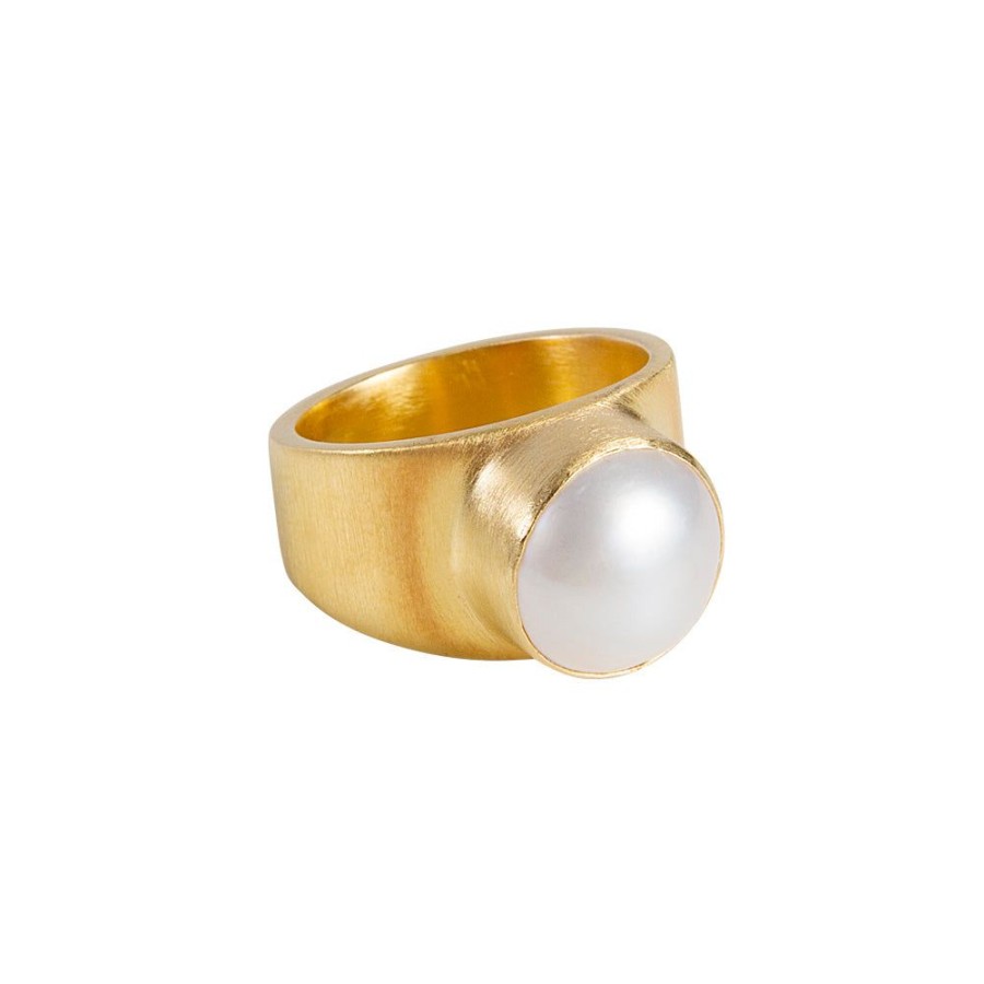 Jewelry FAIRLEY Pearl | Pearl Dome Ring-Gold