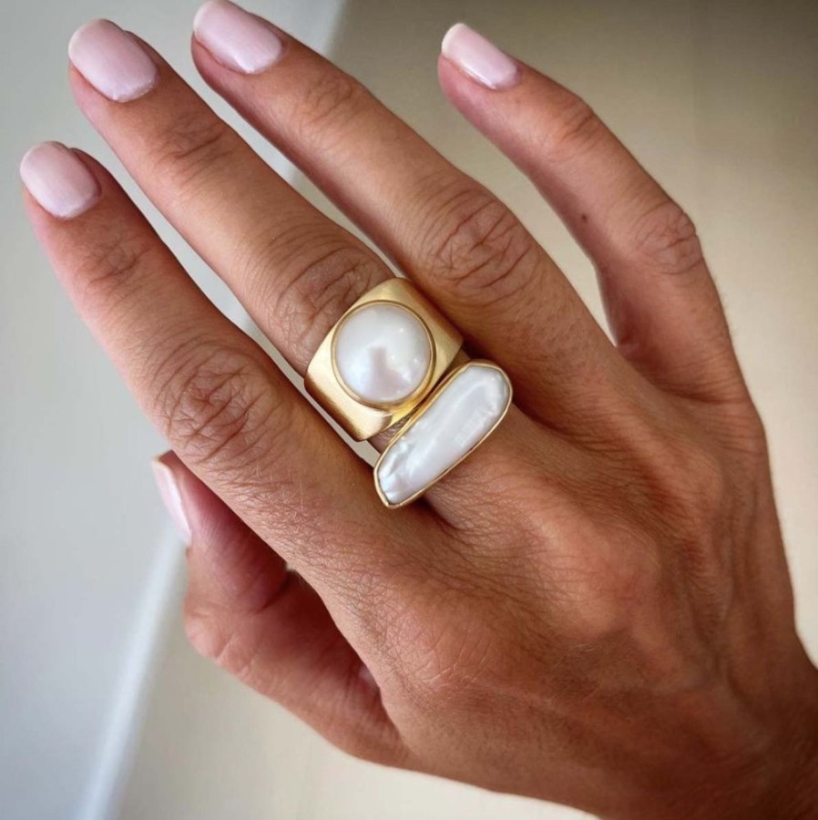 Jewelry FAIRLEY Pearl | Pearl Dome Ring-Gold