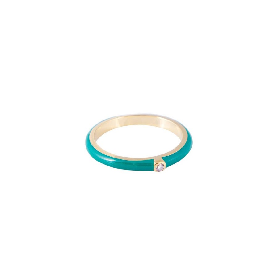 Jewelry FAIRLEY Crystal | Cactus Enamel Stacker Ring