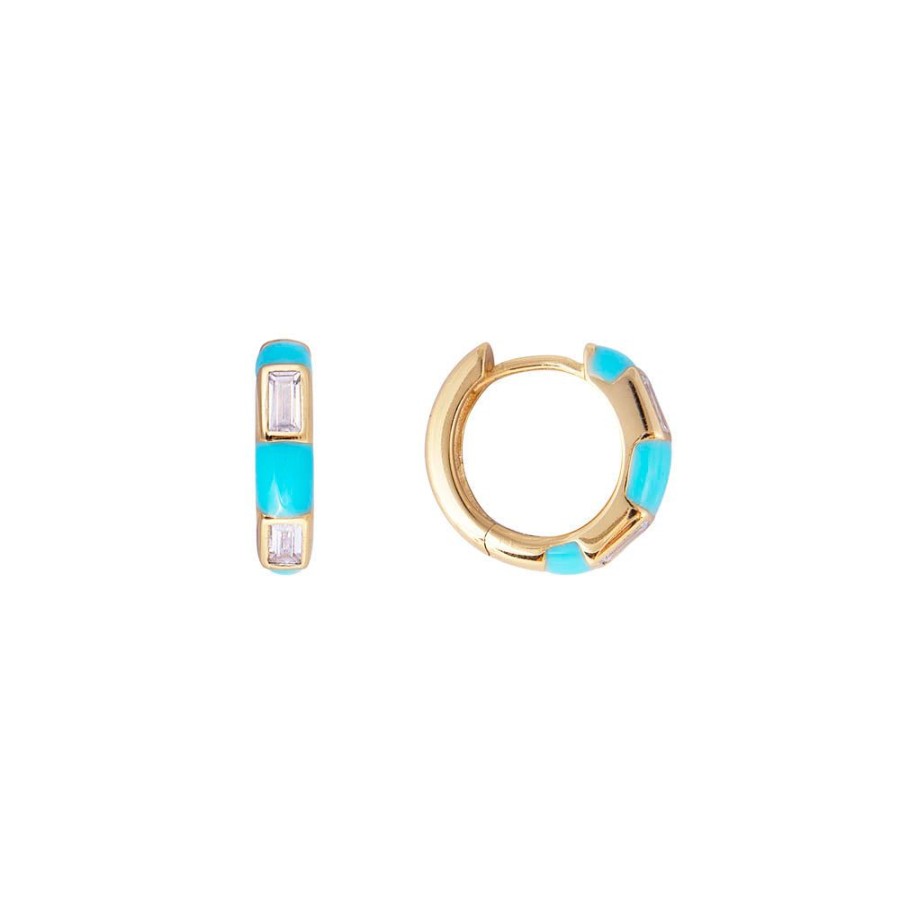 Jewelry FAIRLEY Crystal | Turquoise Midi Hoops