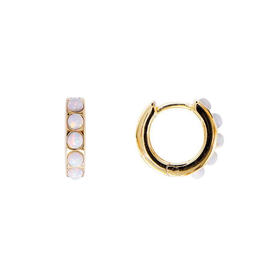 Jewelry FAIRLEY Huggies | Ivory Opal Crystal Huggies