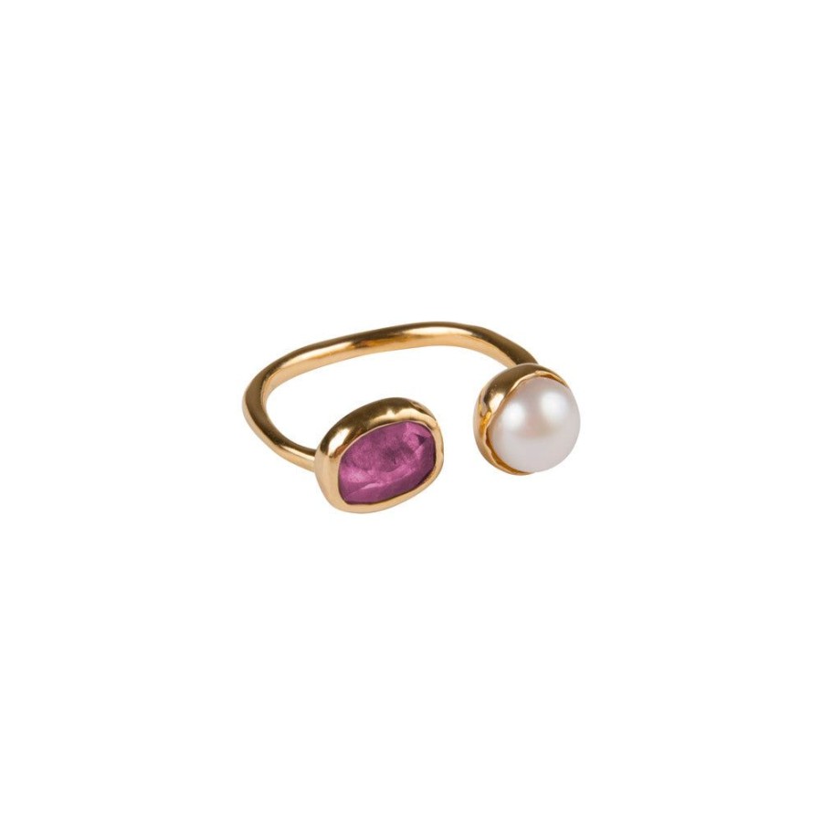 Jewelry FAIRLEY Gemstone | Pearl & Pink Sapphire Ring