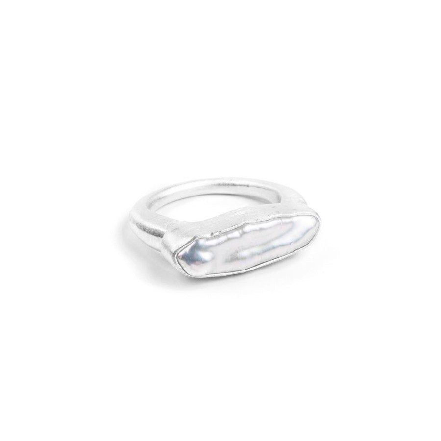 Jewelry FAIRLEY Pearl | Pearl Bar Ring-Silver