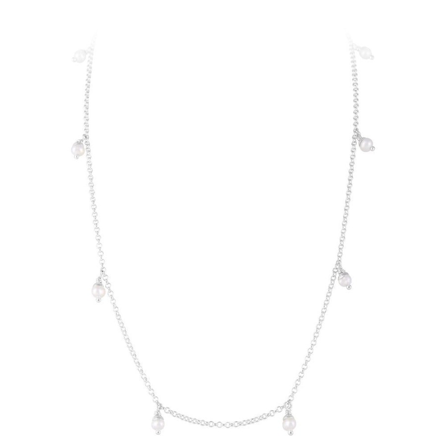 Jewelry FAIRLEY Pearl | Pearl Pom Necklace-Silver