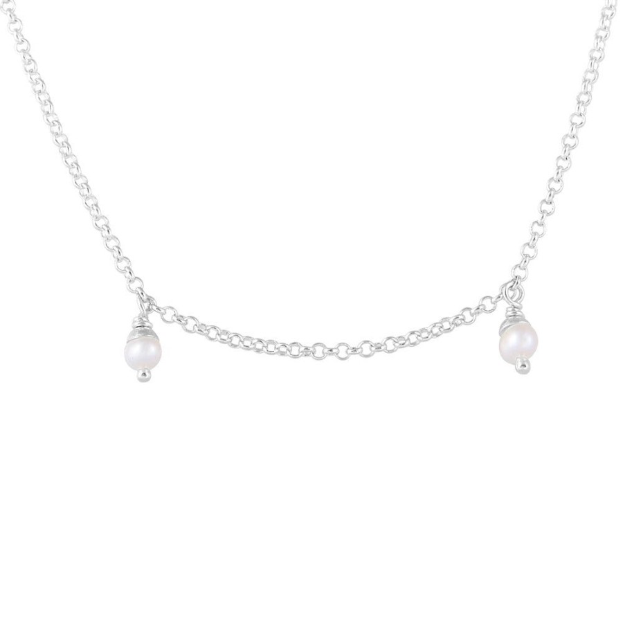 Jewelry FAIRLEY Pearl | Pearl Pom Necklace-Silver