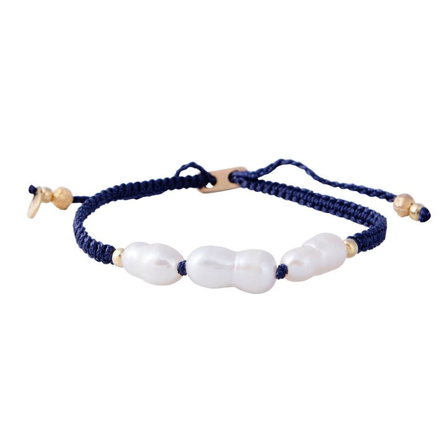 Jewelry FAIRLEY Pearl | Rice Pearl Rope Bracelet-Navy