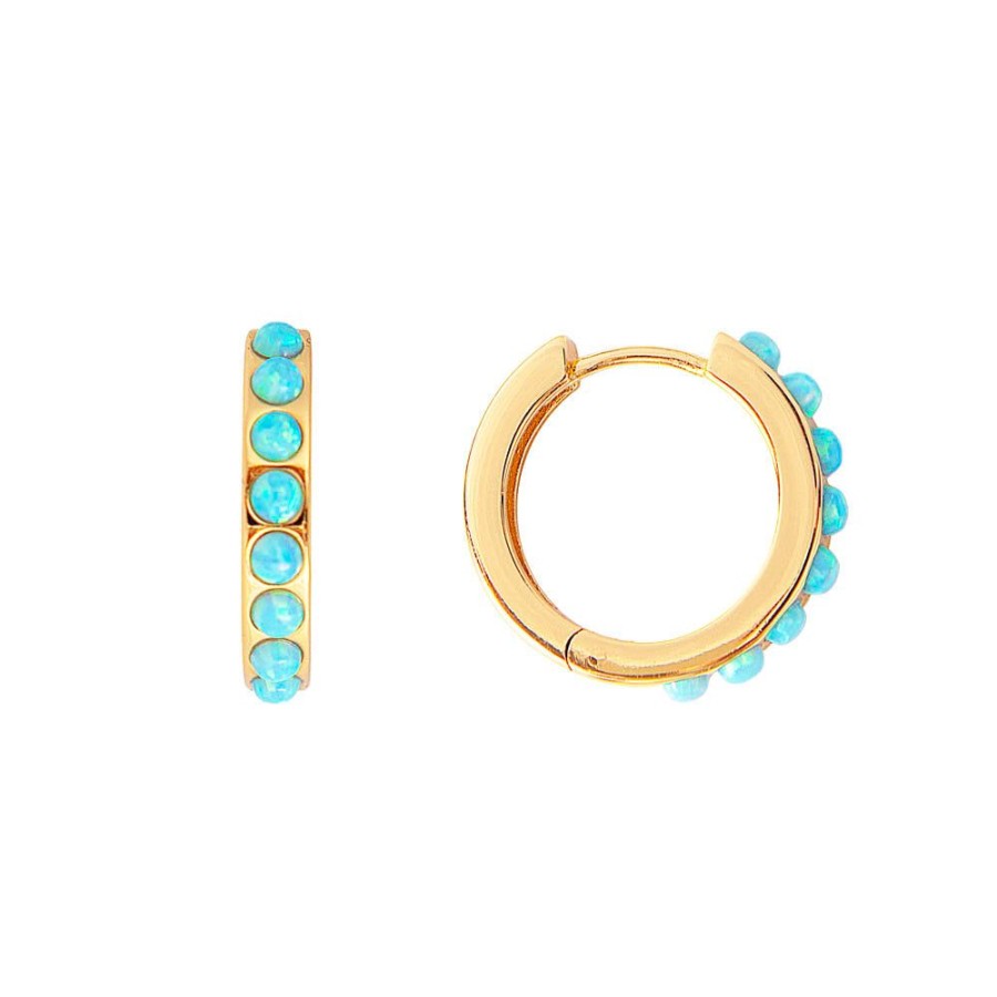 Jewelry FAIRLEY Crystal | Blue Opal Crystal Midi Hoops