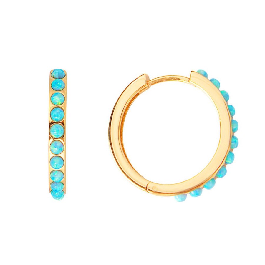 Jewelry FAIRLEY Crystal | Blue Opal Crystal Maxi Hoops