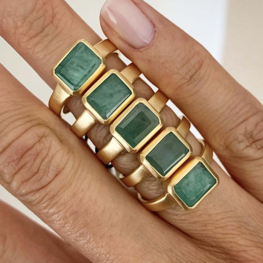 Jewelry FAIRLEY Gemstone | Emerald Deco Ring