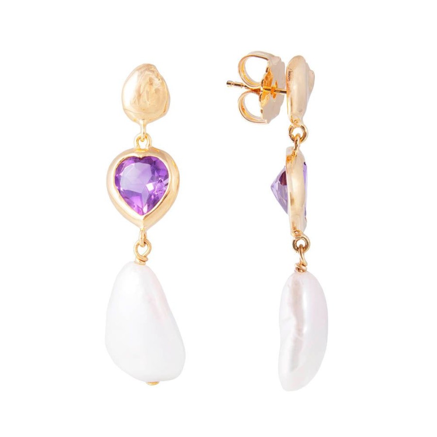 Jewelry FAIRLEY Gemstone | Amethyst Pearl Drops