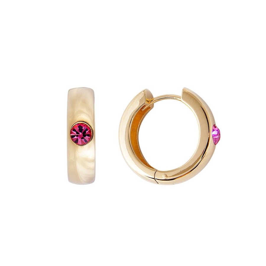 Jewelry FAIRLEY Crystal | Rose Chubby Maxi Hoops