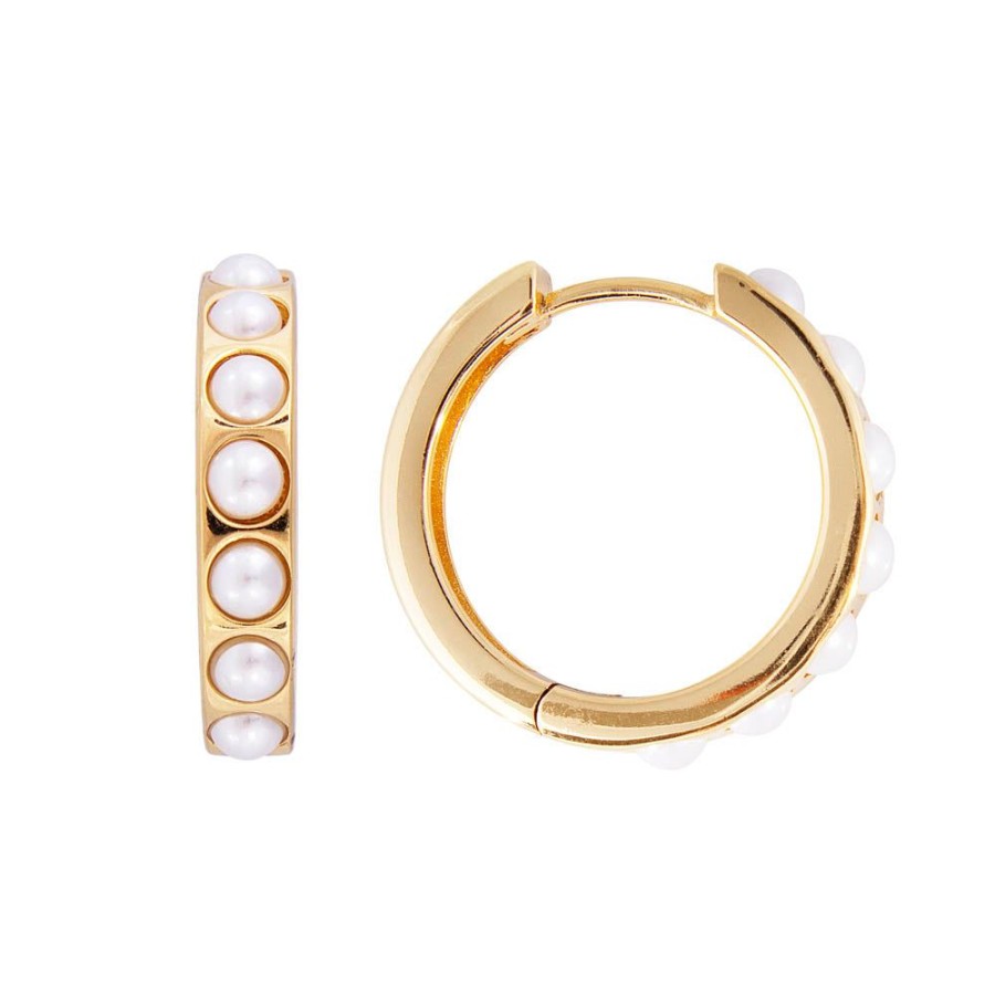 Jewelry FAIRLEY Crystal | Crystal Pearl Maxi Hoops