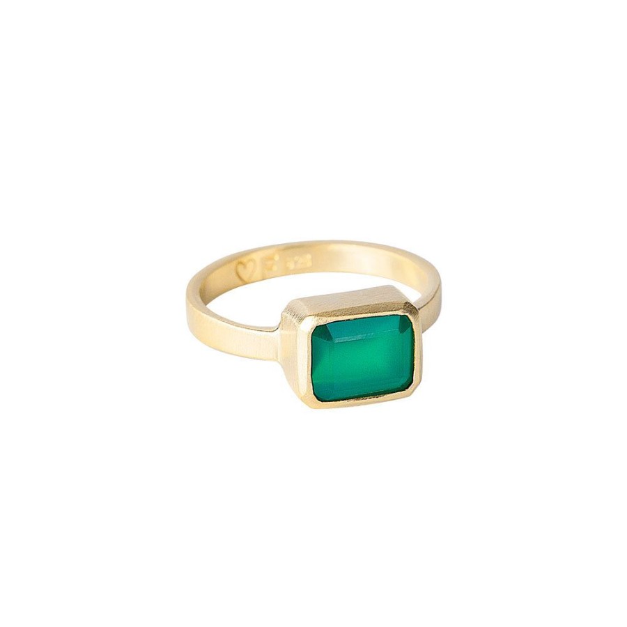 Jewelry FAIRLEY Gemstone | Green Agate Deco Ring