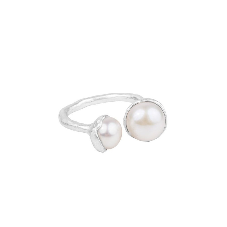 Jewelry FAIRLEY Pearl | Double Pearl Ring-Silver