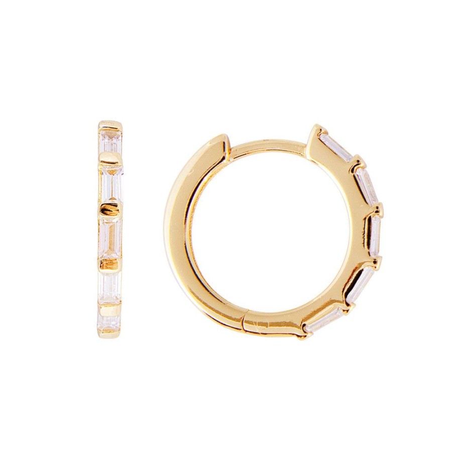 Jewelry FAIRLEY Crystal | Crystal Baguette Midi Hoops