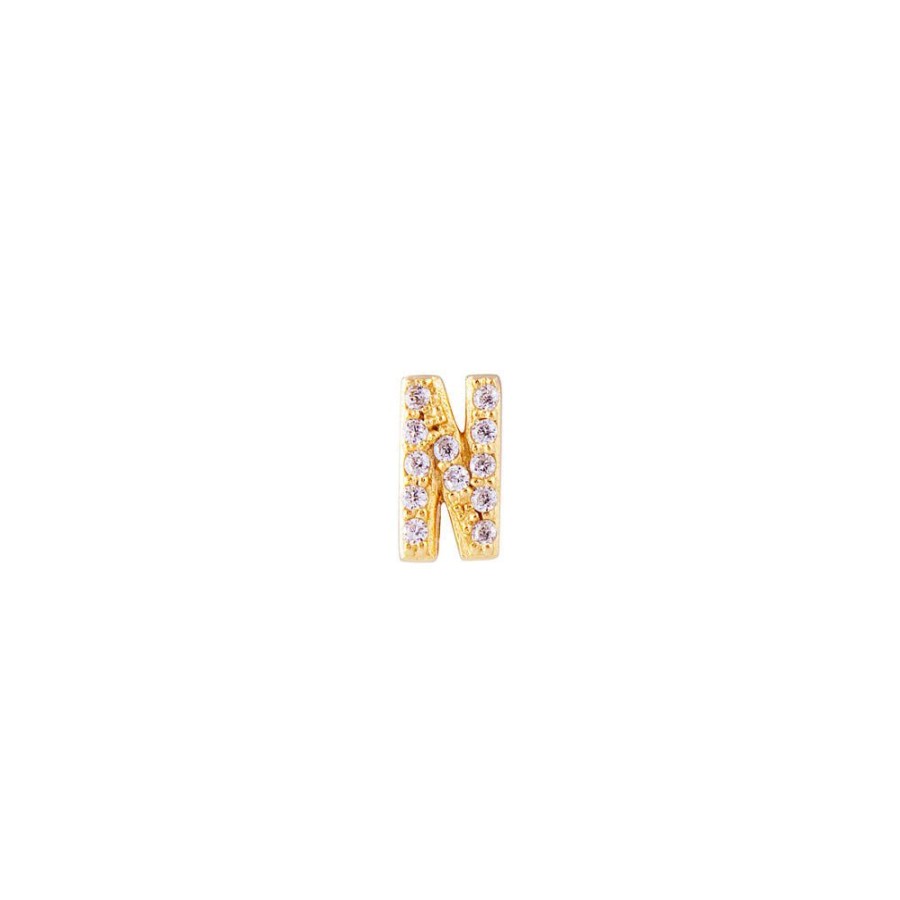 Jewelry FAIRLEY Letter Studs | Letter Pave Stud-N