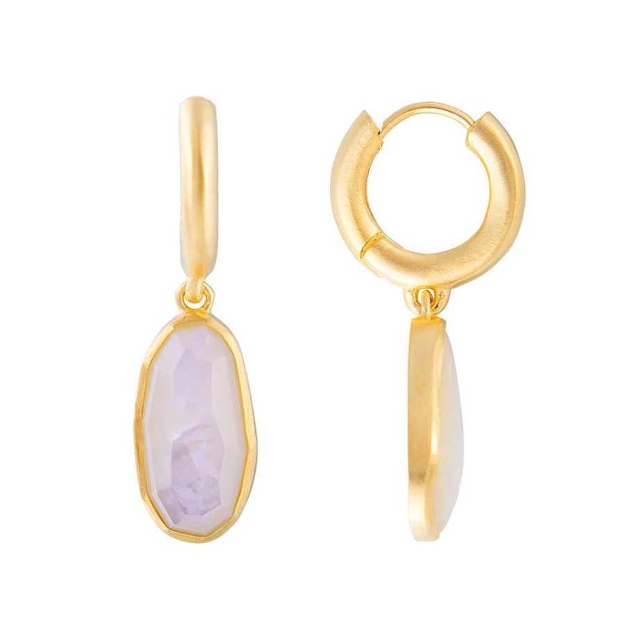 Jewelry FAIRLEY Gemstone | Free-Form Mother Of Pearl Hoops