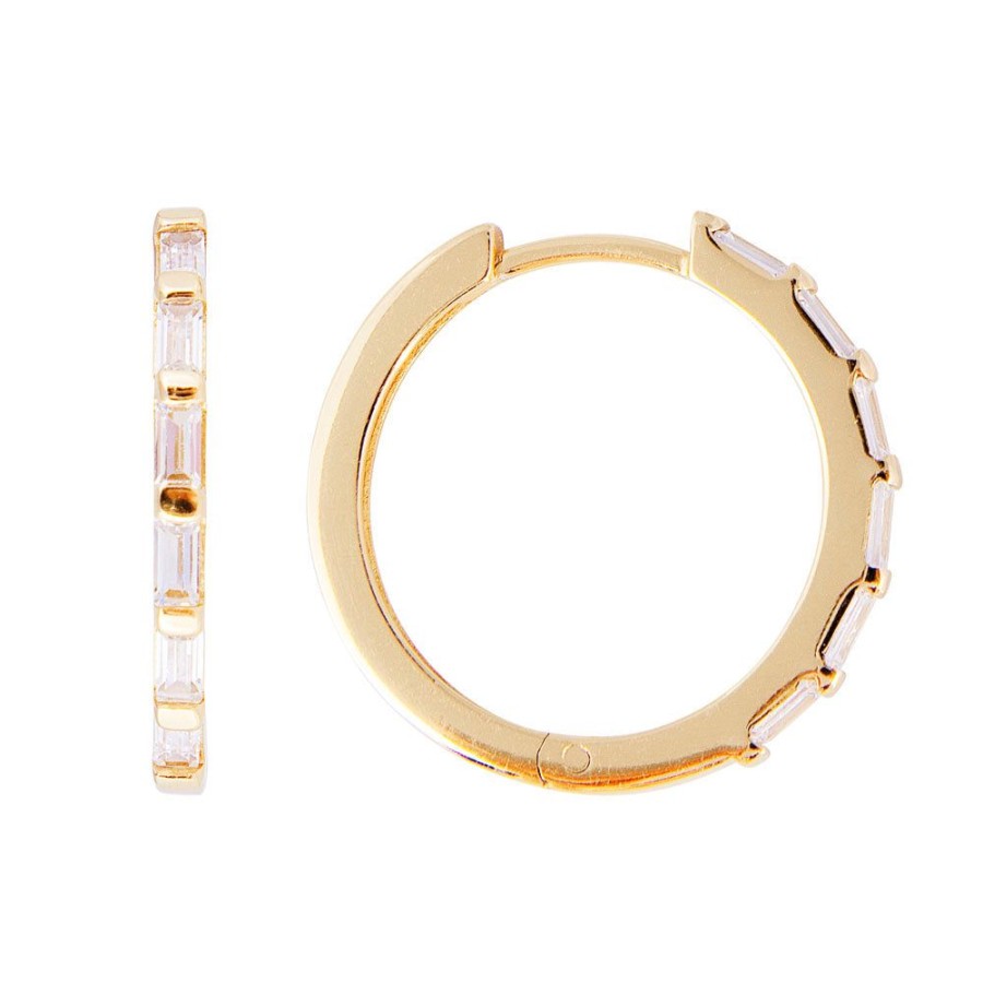 Jewelry FAIRLEY Huggies | Crystal Baguette Maxi Hoops