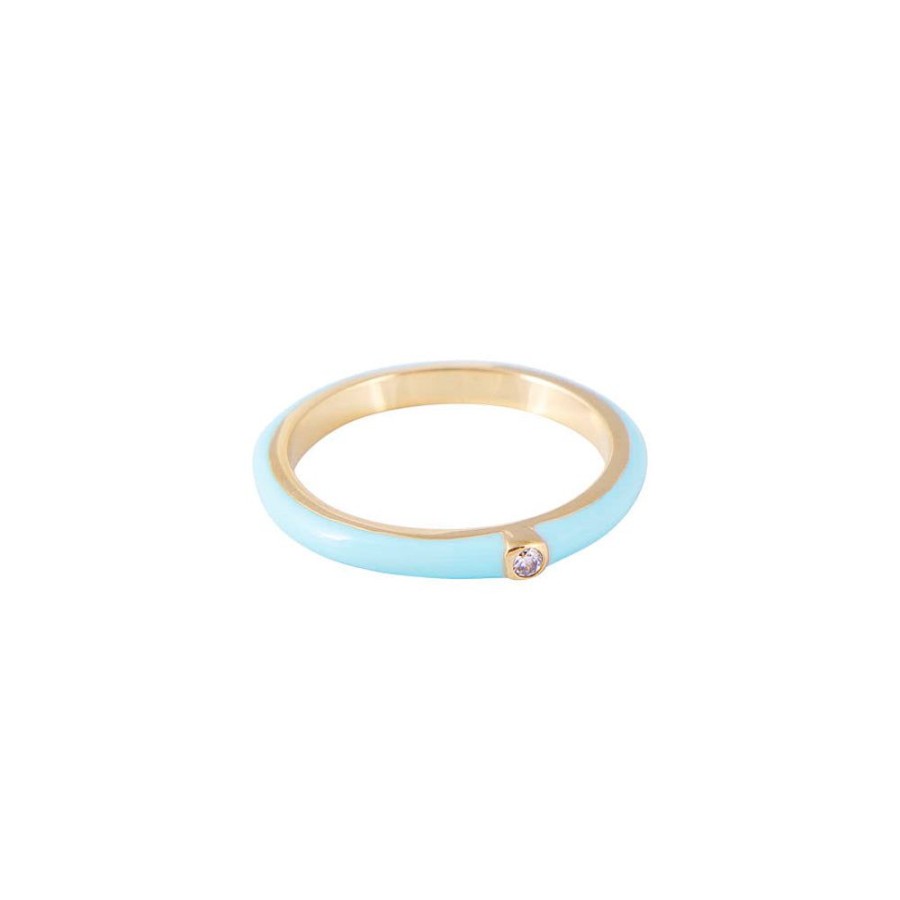 Jewelry FAIRLEY Crystal | Turquoise Enamel Stacker Ring