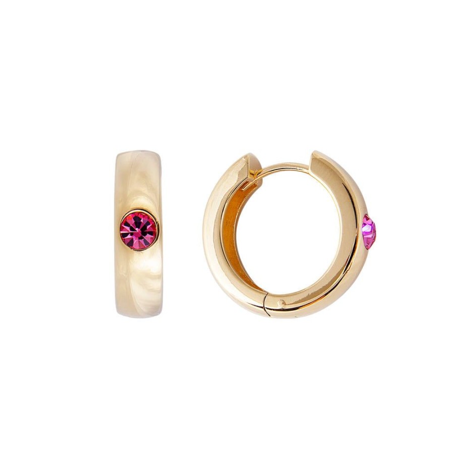 Jewelry FAIRLEY Huggies | Rose Chubby Maxi Hoops