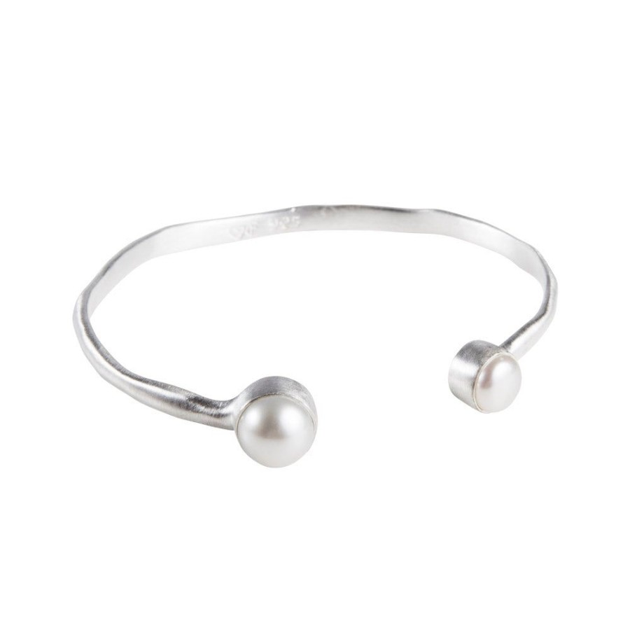 Jewelry FAIRLEY Pearl | Double Pearl Cuff-Silver