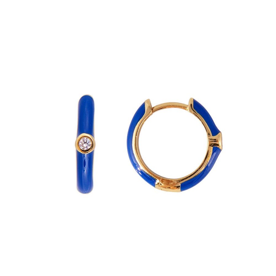 Jewelry FAIRLEY Crystal | Royal Enamel Midi Hoops