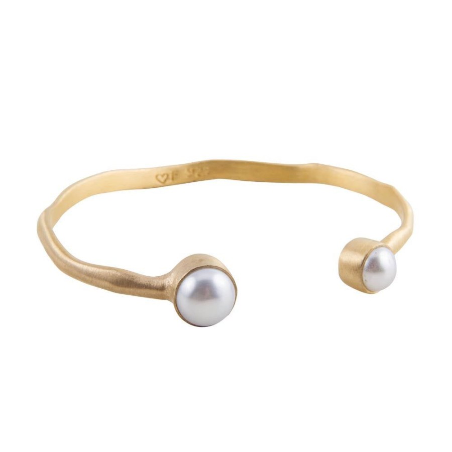 Jewelry FAIRLEY Pearl | Double Pearl Cuff-Gold