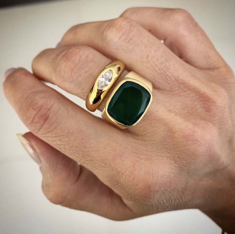 Jewelry FAIRLEY Gemstone | Green Agate Forest Ring