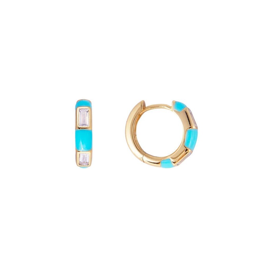 Jewelry FAIRLEY Huggies | Turquoise Midi Hoops