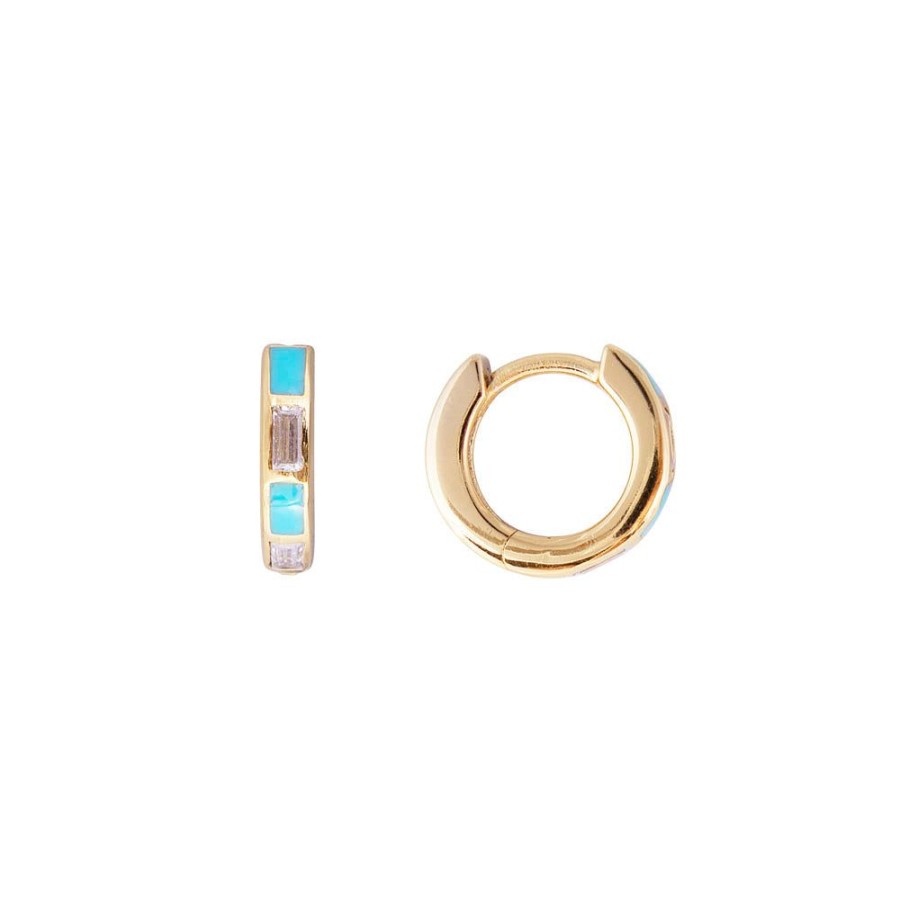 Jewelry FAIRLEY Crystal | Turquoise Deco Huggies