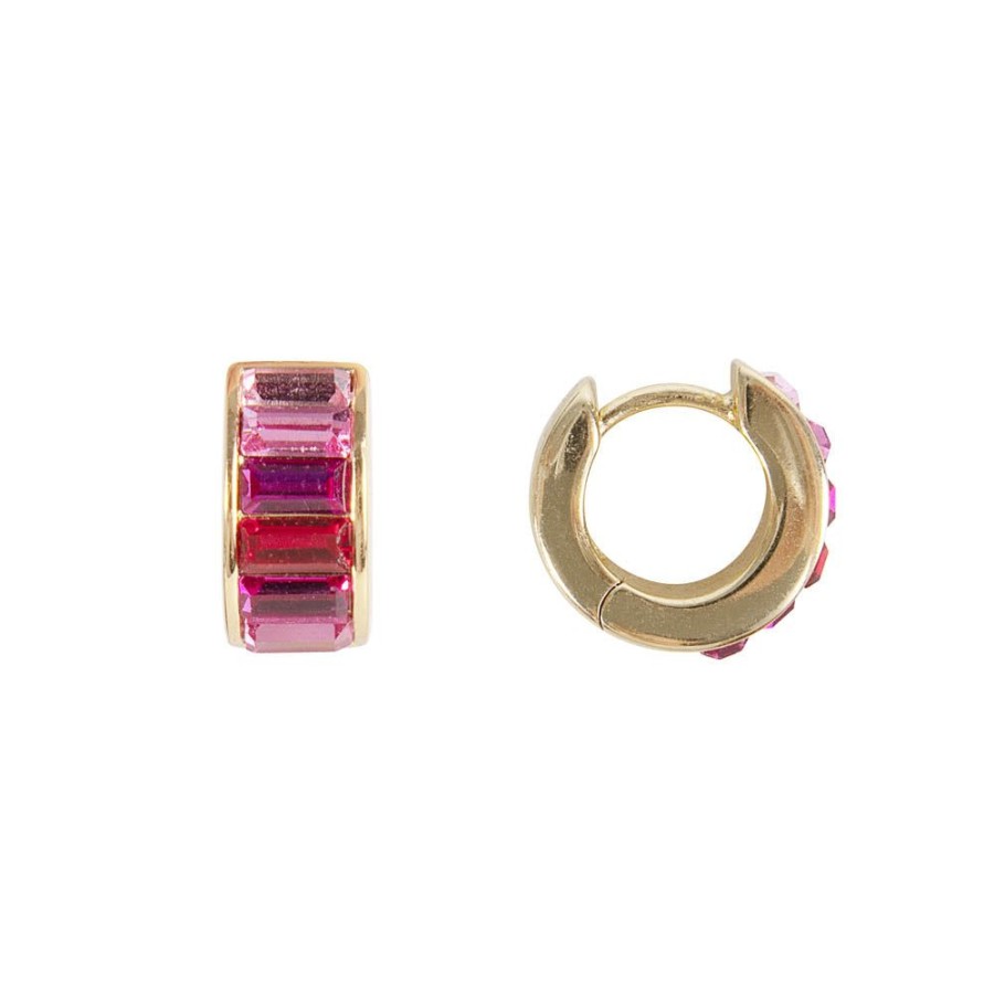 Jewelry FAIRLEY Crystal | Pink Ombre Huggies