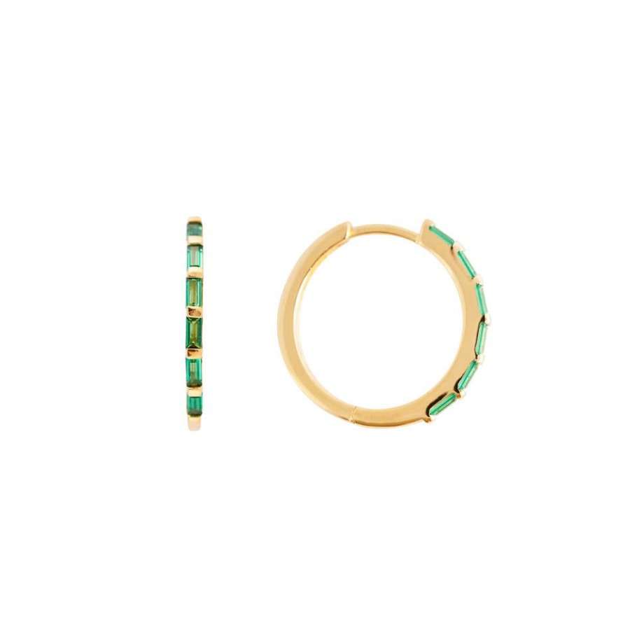 Jewelry FAIRLEY Crystal | Emerald Crystal Baguette Maxi Hoops