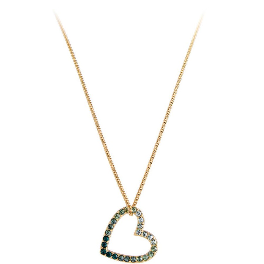 Jewelry FAIRLEY Crystal | Green Ombre Heart Necklace