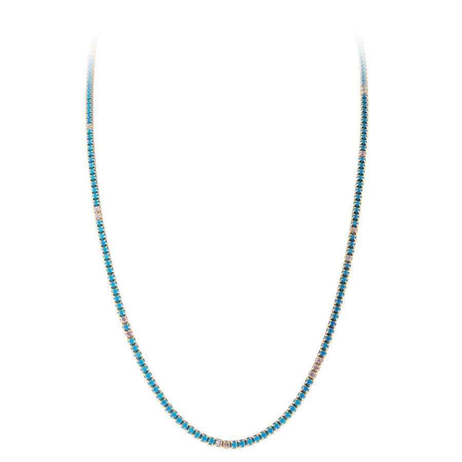 Jewelry FAIRLEY Crystal | Turquoise Tennis Necklace