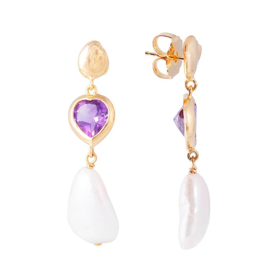 Jewelry FAIRLEY Pearl | Amethyst Pearl Drops