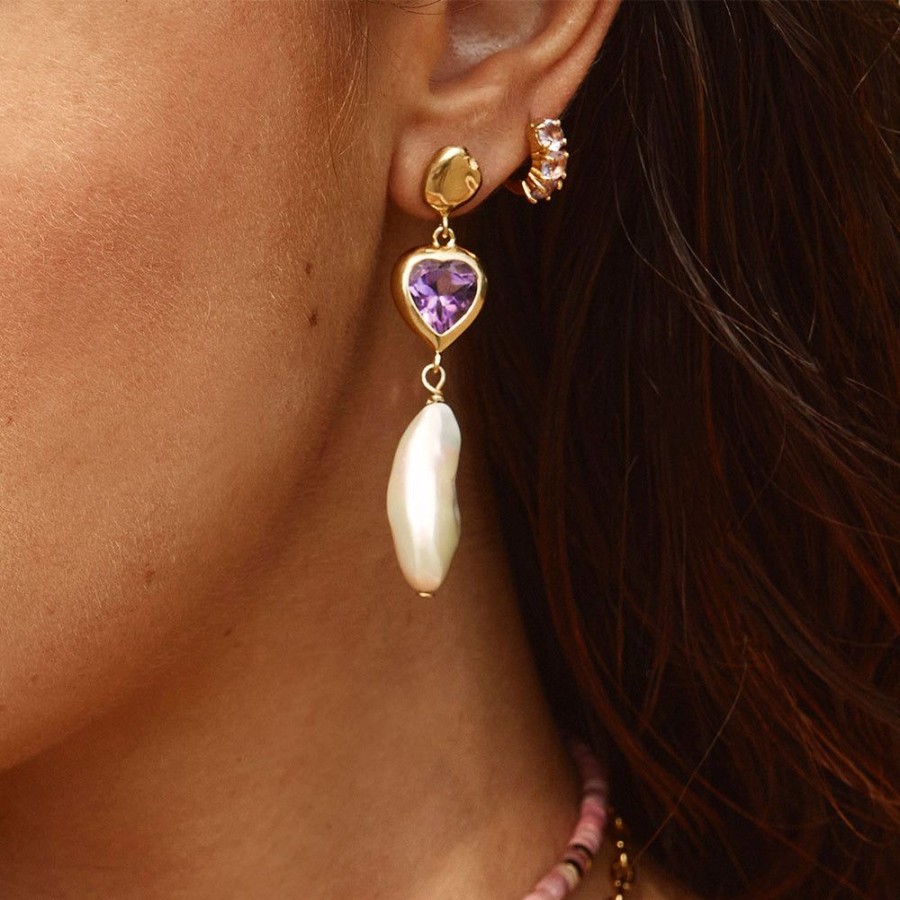 Jewelry FAIRLEY Pearl | Amethyst Pearl Drops